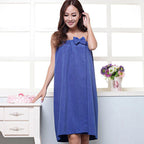 Women Microfiber Bath Towel Bath Robe Bathrobe Body Spa Bath Bow Wrap Towel Super Absorbent Bath Gown U0986