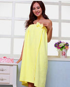 Women Microfiber Bath Towel Bath Robe Bathrobe Body Spa Bath Bow Wrap Towel Super Absorbent Bath Gown U0986