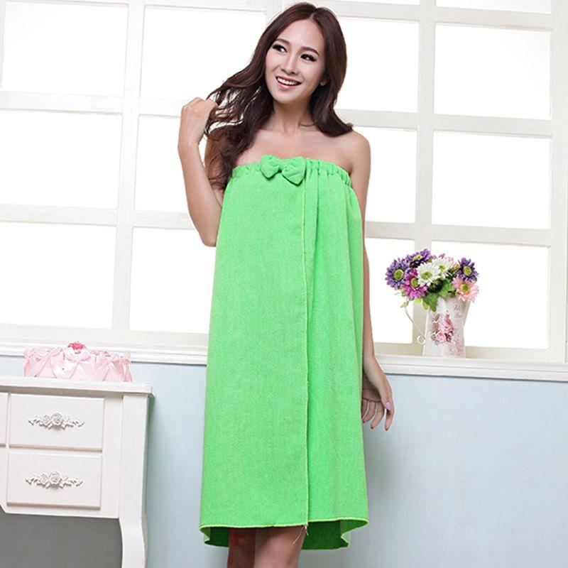 Women Microfiber Bath Towel Bath Robe Bathrobe Body Spa Bath Bow Wrap Towel Super Absorbent Bath Gown U0986