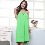 Women Microfiber Bath Towel Bath Robe Bathrobe Body Spa Bath Bow Wrap Towel Super Absorbent Bath Gown U0986